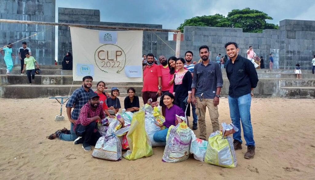 picture taken during calicut beach cleanup with bliss garden and sustera foundation