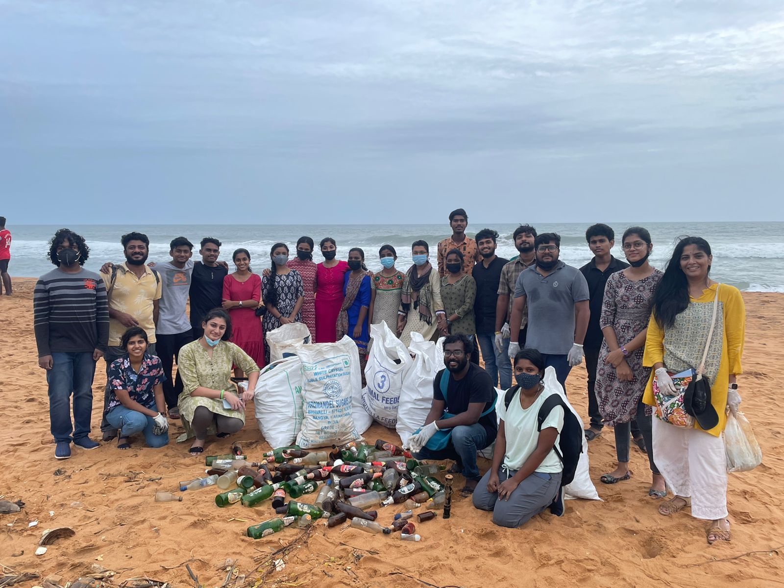 image taken during beach clean up at sankumukam beach with Sustera team